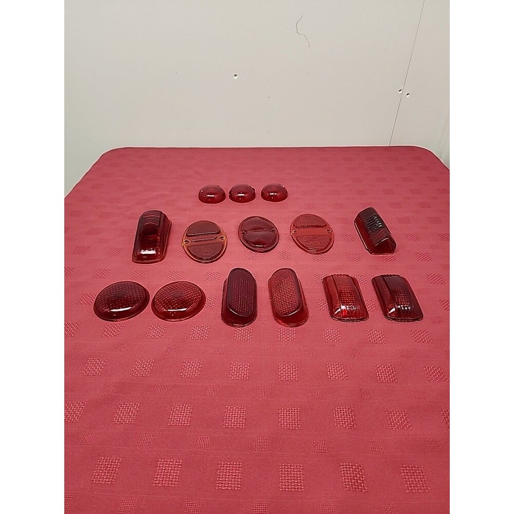 Set Of 11 Vintage Glass Tail Light Glass Lenses Chev Plymouth Dodge Assorted